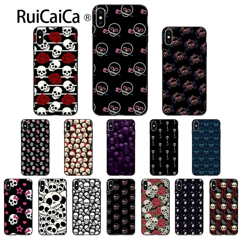 Ruicaica персональный рисунок черепа TPU чехол для телефона Apple iPhone 8 7 6 6S Plus X XS MAX 5 5S SE XR