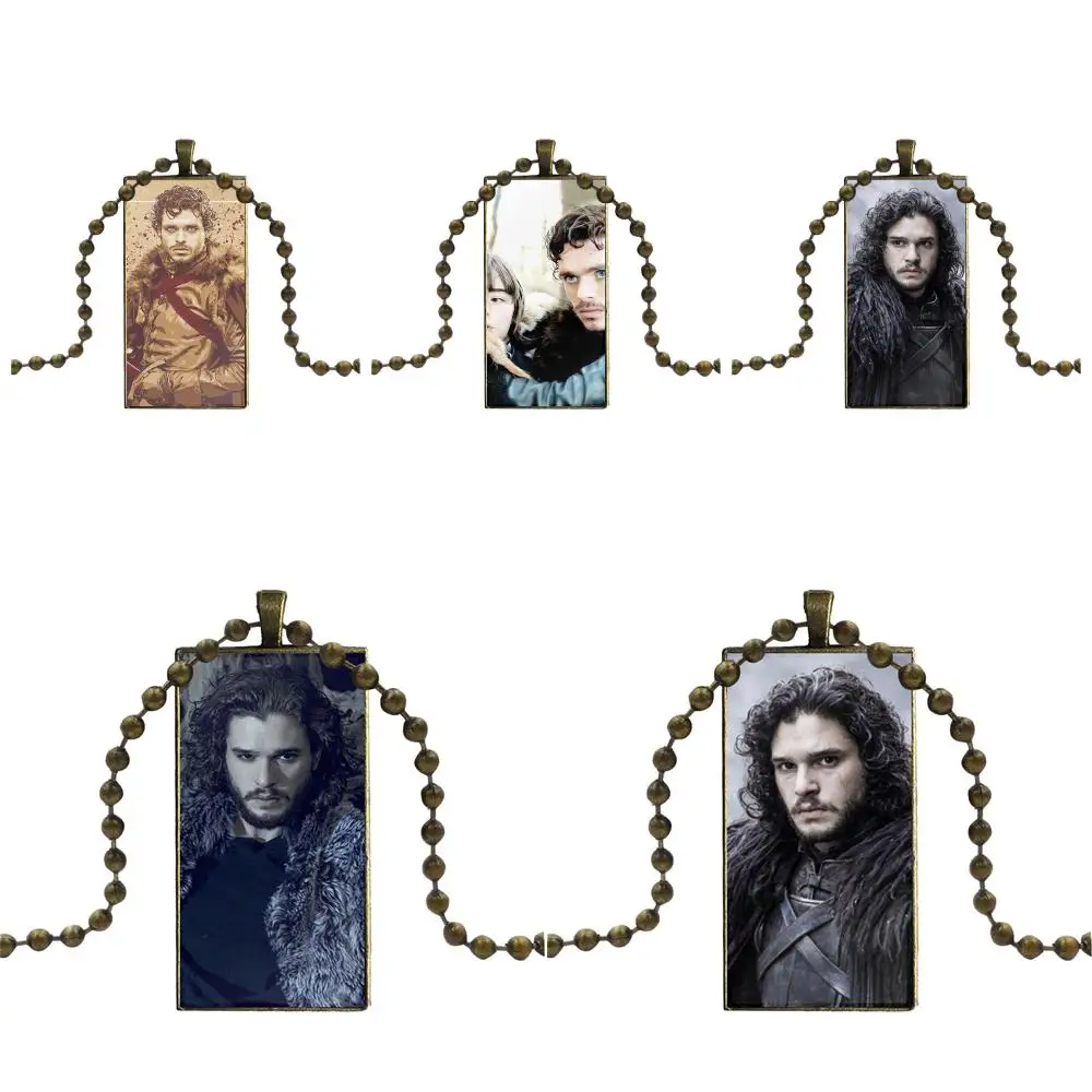 

For Women Jewellery Design Fashion Vintage Glass Women Rectangle Necklace Pendants Richard Madden Game Of Thrones Jon Snow