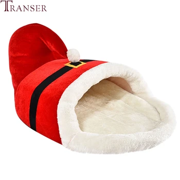 

Transer Funny Christmas Santa Hat Shape Puppy Dog Bed Mats Small Pet Sleeping Bag Tent Cat Puppies Small Dog Kennel Nest 9NOV
