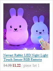 Rabbit Night Light Touch Sensor RGB LED Desk Table Lamp Cartoon Silicone Bunny Bedroom Bedside Lamp for Children Kids Baby Gift