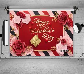 

Pink Red Rose Paper Flower Stripe Floral Backdrop for Photography Valentine's Day Photo Backgrounds Photographers Studio Props