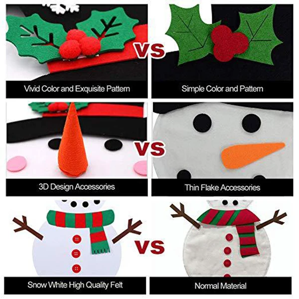 New Hot Christmas DIY Felt Snowman Kids Felt Holidays Game Set Detachable Wall Hanging Decor SMD66
