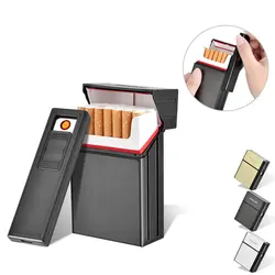 Allume cigare électronique sans flamme, boîte d'extérieur coupe vent avec USB amovible, étui à cigarettes EDC 