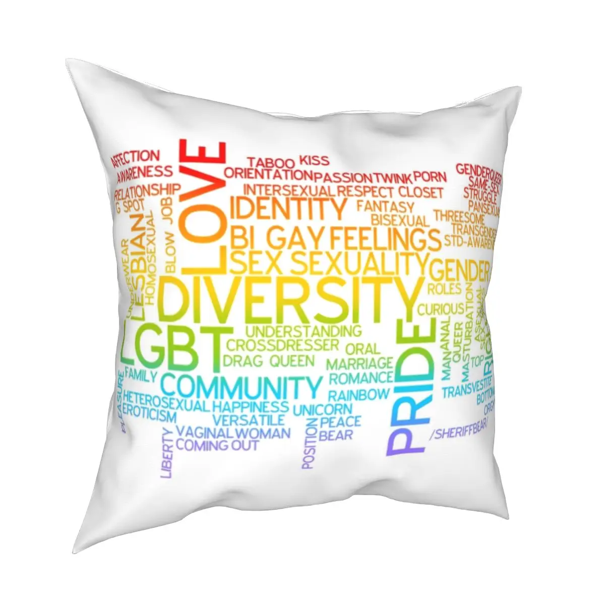 

LGBT Words Square Pillowcases Room Gay Pride Bisexual Lesbian Queer Asexual Cushion Case Creative Throw Pillow Case 45*45cm