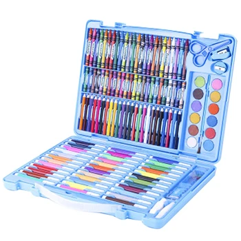 

Blue 150 Color Children'S Watercolor Pen Crayon Gouache Set Art Painting Brush Gift Box Crayon Color Pencil Set