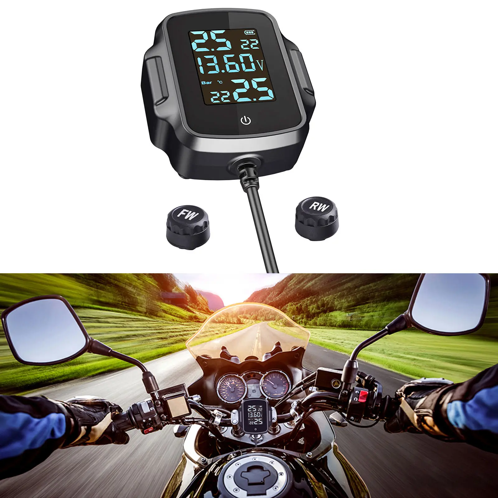 Realtime Motorcycle Electronic Tpms Tire Pressure Monitoring System
