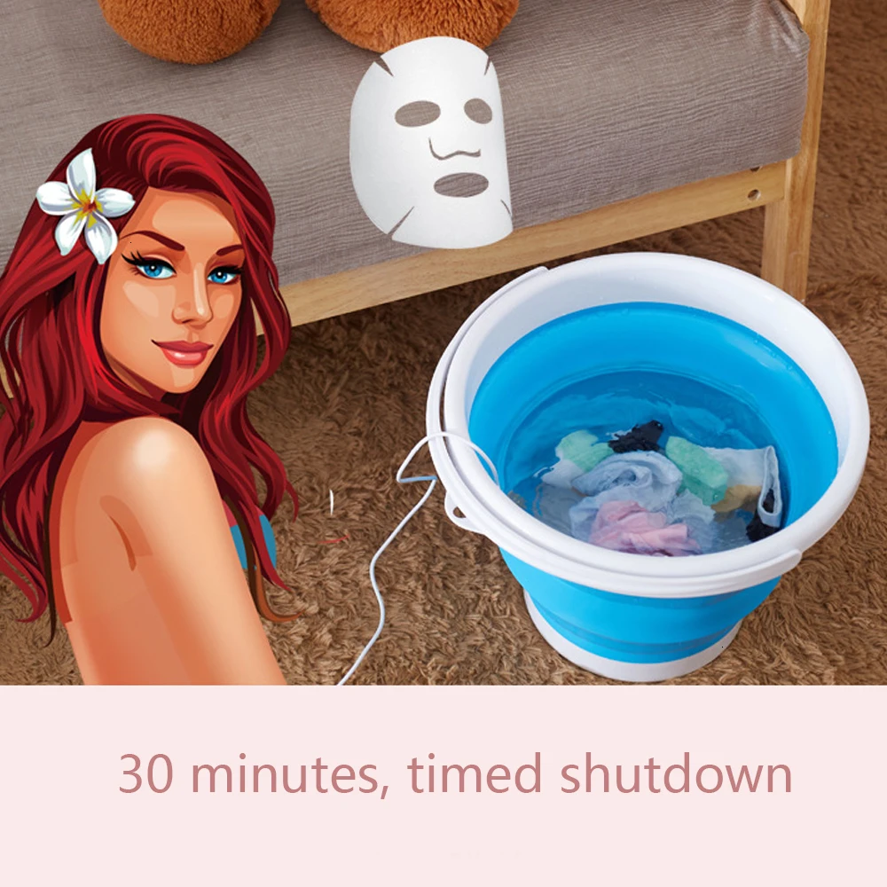 1 Pcs Mini Portable Ultrasonic Turbine Washing Machine Foldable Bucket Type USB Laundry Clothes Washer Cleaner For Home Travel