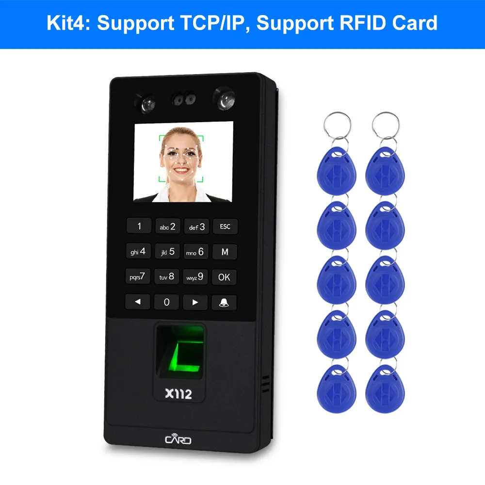 X112-K TCP/IP/USB биометрическая лицевая система контроля доступа двери программное обеспечение RFID считыватель клавиатуры отпечатков пальцев лицо машина посещаемости времени - Цвет: X112-K
