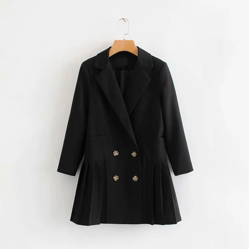 

Kd40 WOMEN'S Dress Mid-length Double Breasted Pleated Mid-length Suit Jacket Women's