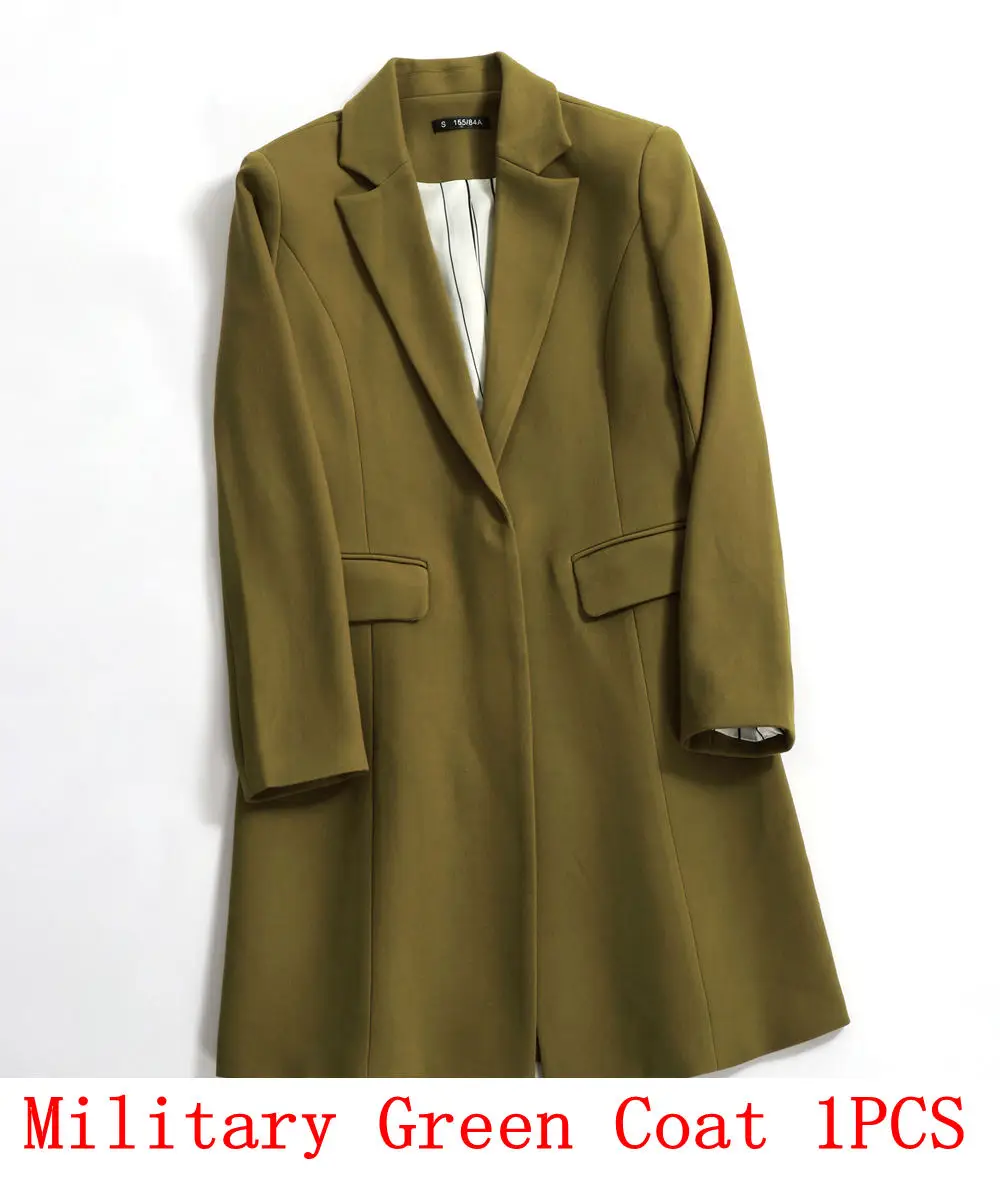 Military green 1pcs Комплект с блейзером и юбкой; офисная форма; костюм с юбкой из двух предметов; Модный женский костюм с юбкой; комплект с блейзером и юбкой; Дополнительный размер - Цвет: Military green 1pcs