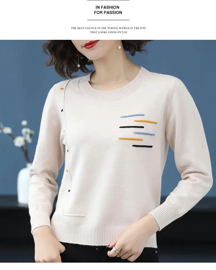 Women's pullover sweater side view