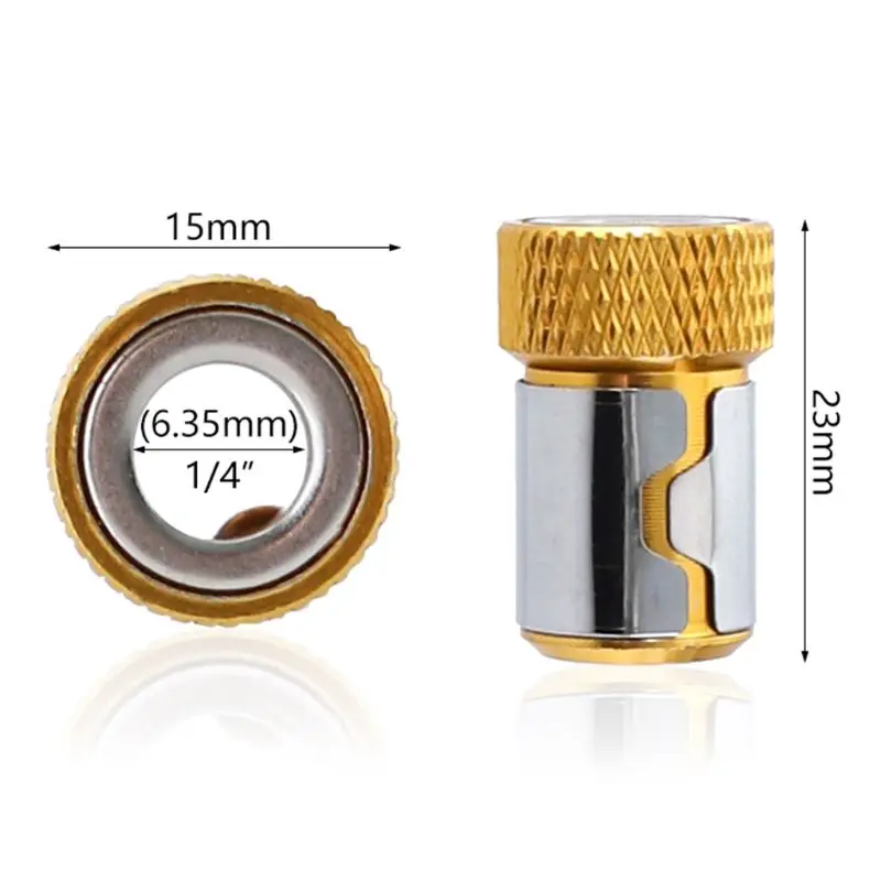 Отвертка Биты магнитное кольцо 1/" 6,35 мм металлический сильный намагничивающий винт - Цвет: Золотой