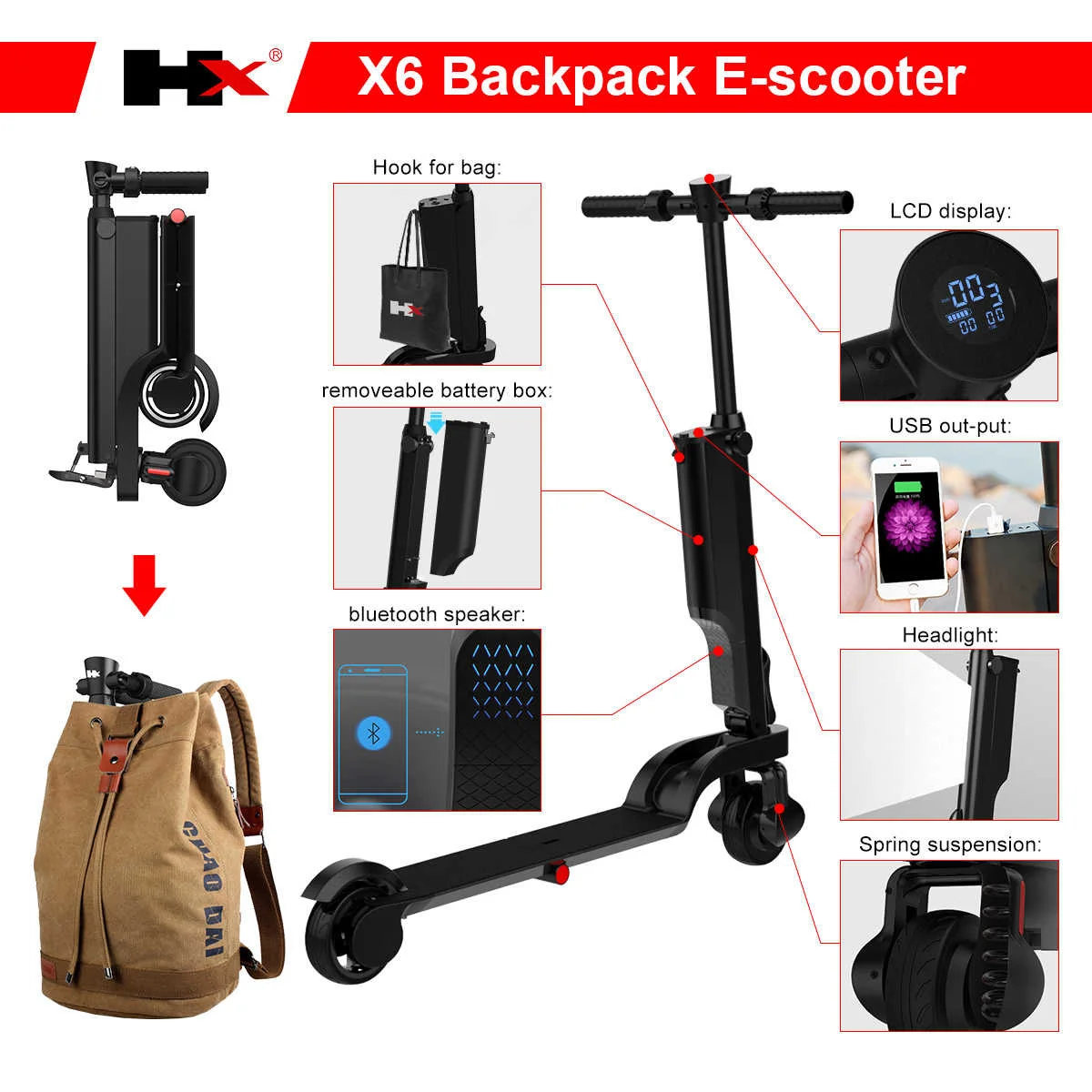 HX X6 folding E-scooter