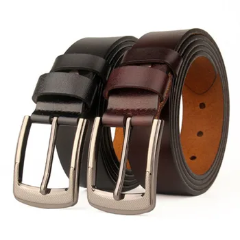 

Cow Genuine Leather 110 120 130 140 150 160 170cm Pin Buckle Belts for Man 3.80cm Width Betls Brown Black Plus Size Cowskin