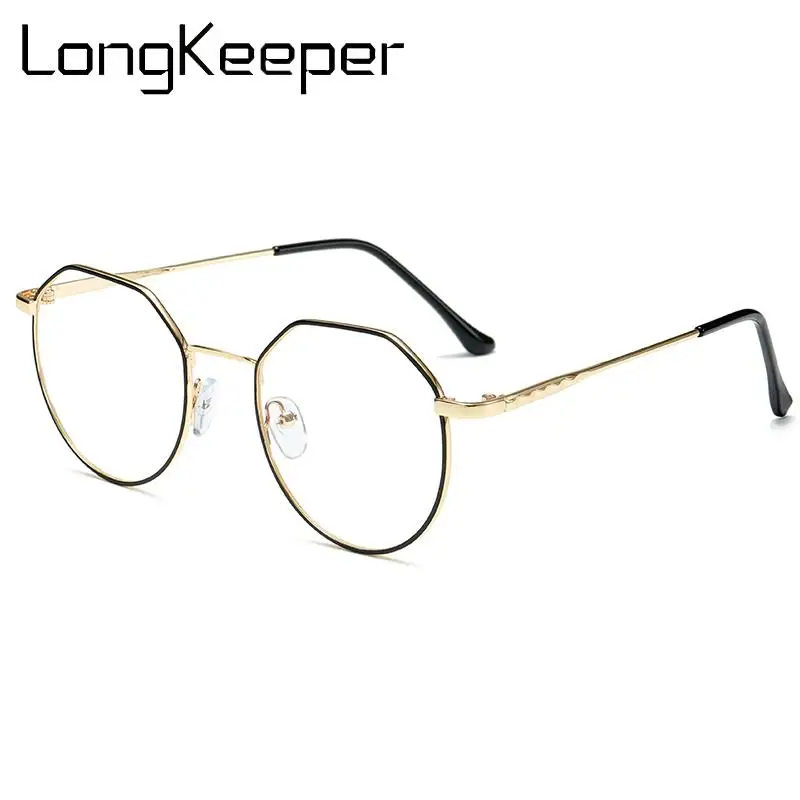Longkeperer Polygon женские очки мужские классические брендовые Модные прозрачные линзы очки Женские Ретро золотые Серебристые черные очки