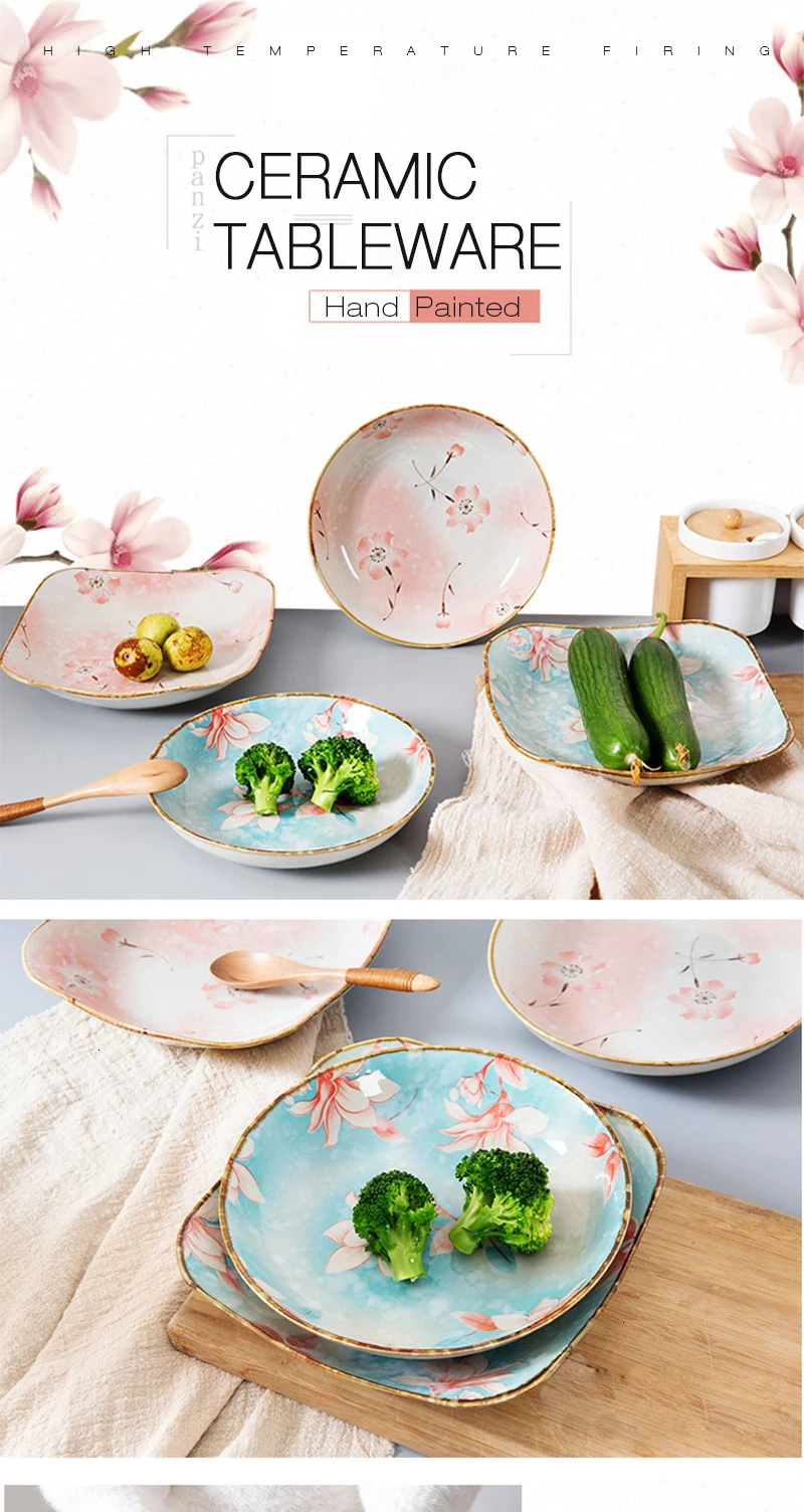 Flora Ceramica тарелка для завтрака диск оригинальность сливы узор посуда Квадратная тарелка глубокие блюда и блюда обеденные тарелки