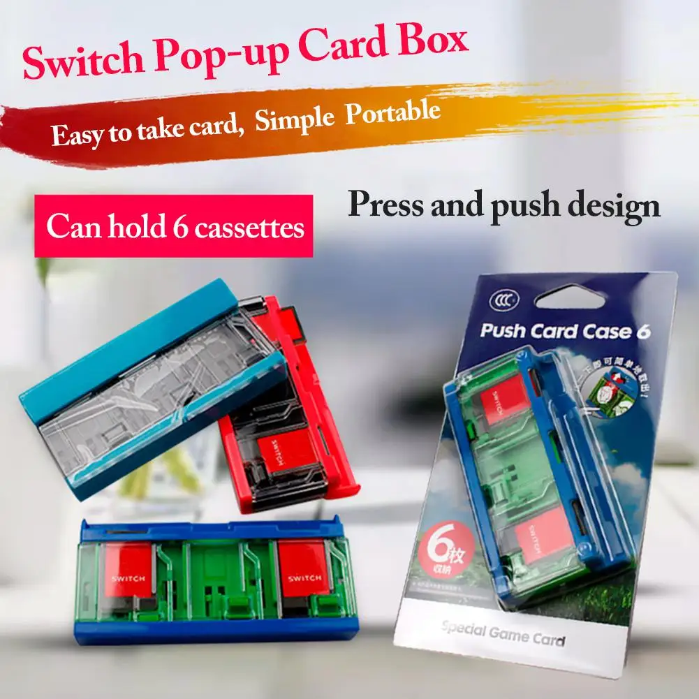 6 In 1 Portable Game Card Storage Case Press Button Pop-up TF Card Storage Box For DN Nintendo Switch