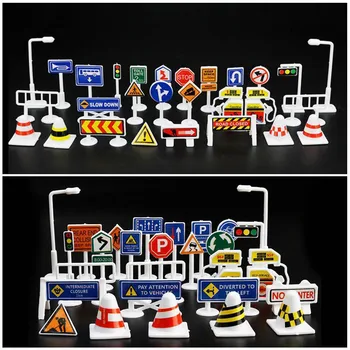 

28 Pcs Car Toy Accessories Traffic Road Signs Kids Children Play Learn Toy Game