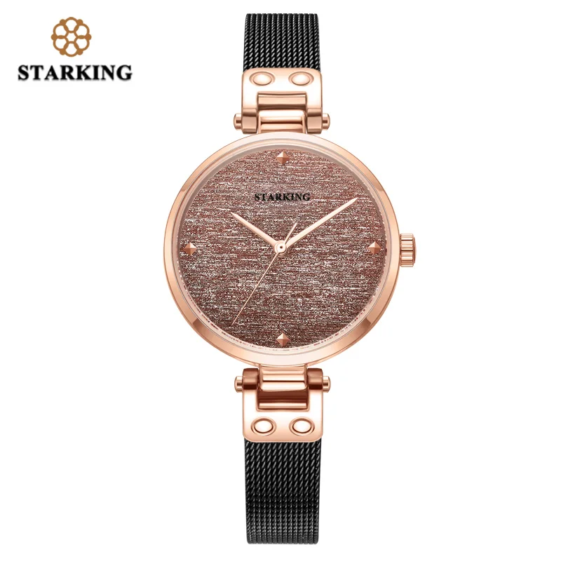 black wristwatch STARKING новые повседневные женские романтические звездное небо наручные часы кварцевые часы подарок сапфировое стекло 30 мм ультратонкие женские часы - Цвет: black wristwatch