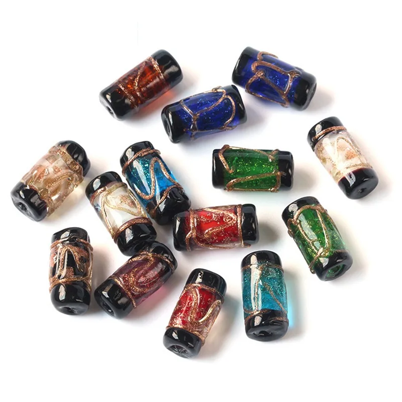 5pcs Foil Lampwork 16x8mm Cylinder Handmade Loose Beads for Jewelry Making DIY Crafts Findings 100pcs gold silver bag fabric jewelry bag aluminium foil cloth bag drawstring wedding jewelry bag for jewelry packaging display