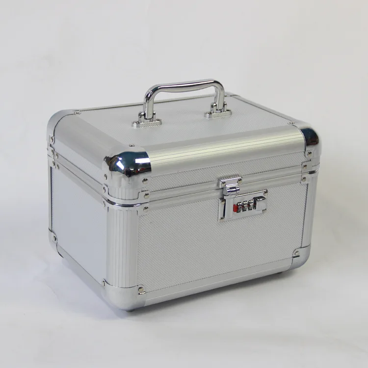 

27 Cm Silver Medium Profession Cosmetic Bag Cosmetic Box Storage Box Technician Toolbox natural detox jia xiang