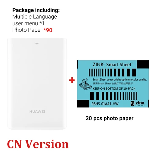 Package D Портативный Карманный фотопринтер HUAWEI AR CV80 Mini Bluetooth 4,1 принтер DIY Photo Moble Phone 300 точек/дюйм быстрый принтер - Цвет: Package D