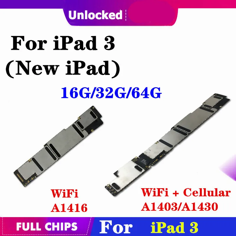 Материнская плата для IPad 3 3rd Gen материнская A1416 A1430 Wifi/ Cellular Версия 16 ГБ 32 64 Гб