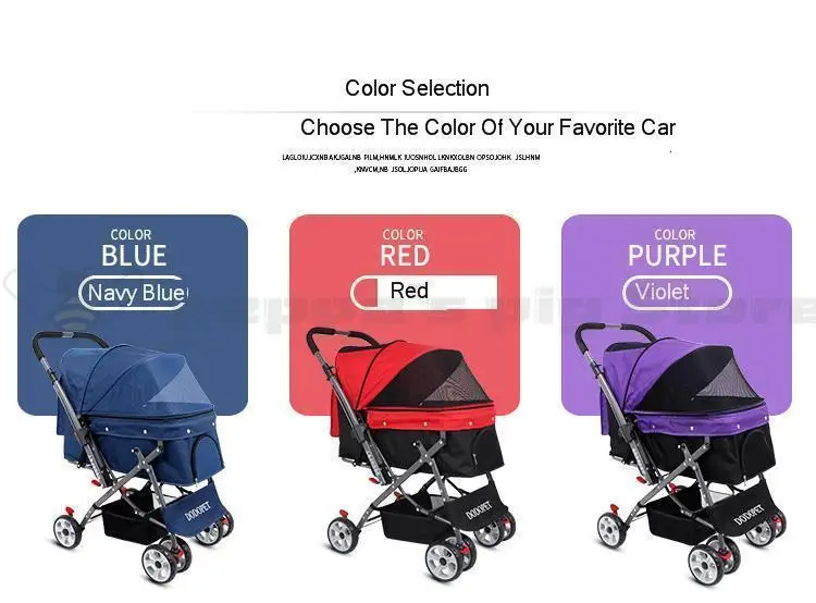Portable Folding Pet Trolley Dog Cat Teddy Small Exquisite Four-wheeled Strolle Cat and Dog Out of The Wagon Folding Cart