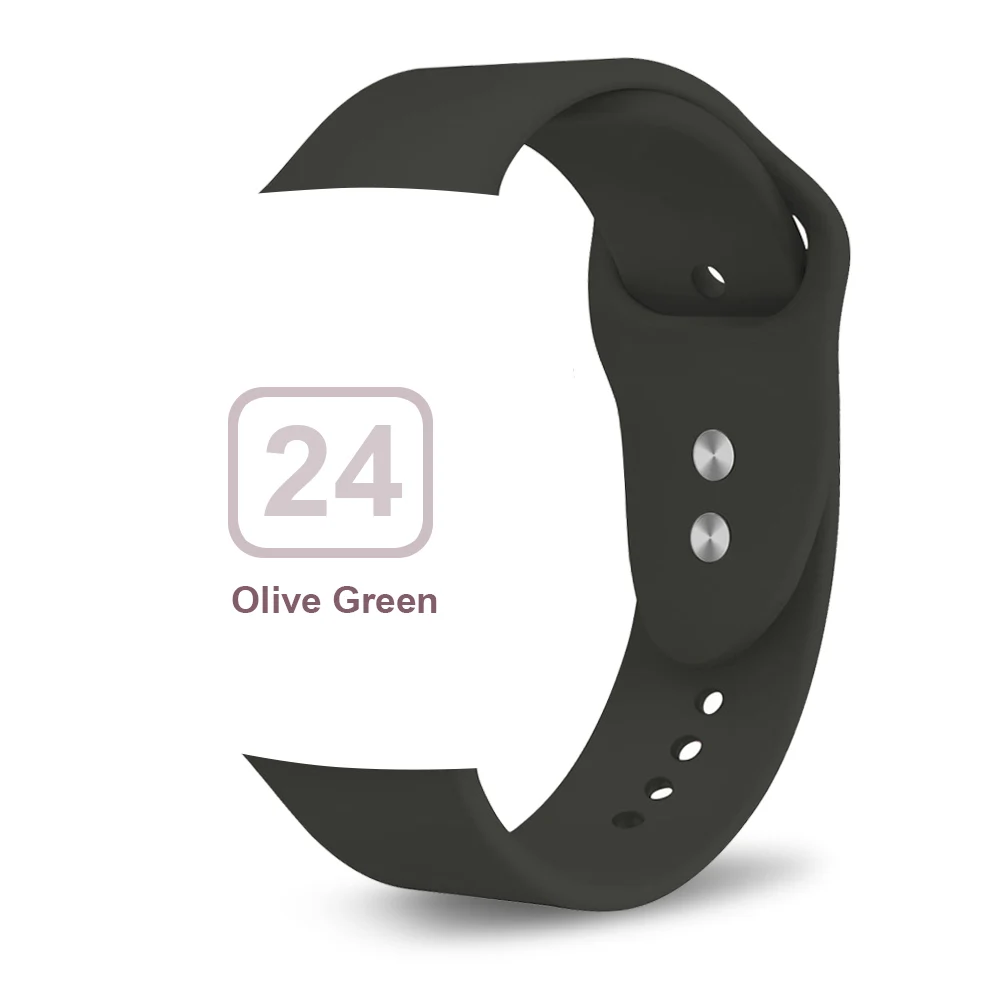 Olive green Силиконовый ремешок для Apple Watch 38 мм 42 мм iwatch 5 ремешок 44 мм 40 мм спортивный браслет резиновый ремешок для iwatch 4 3 2 1 - Цвет ремешка: Olive green