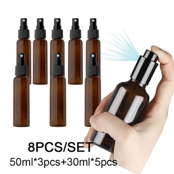 

8pc Cosmetic 30ml/50ml Small Spray Shampoo Bottles Plastic Bottles Container Pet Travel Water Supplement Plastic Bottle
