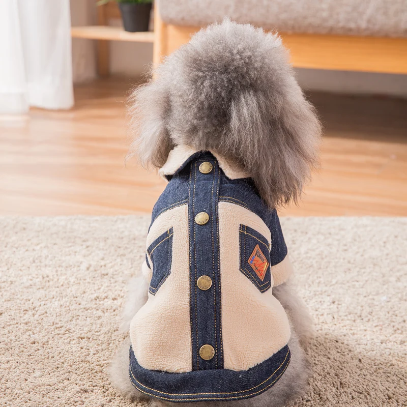 

Hipidog Dropship Pet Clothes Super Warm Soft Cotton Fleece Dog Jacket Coat Jeans Denim