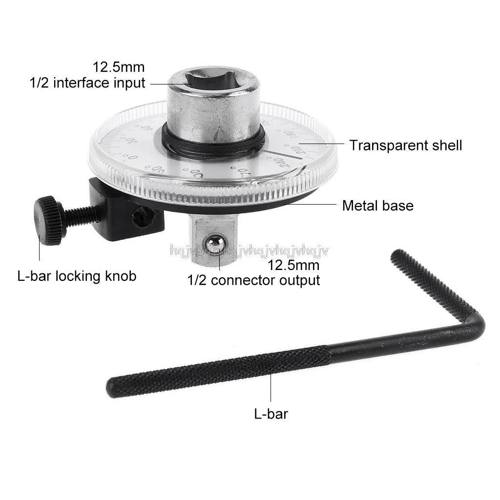 360 градусов 1/2 дюймов крутящий момент угол линейка транспортир приводной метр Авто Угол вращения измерительный инструмент с гаечным ключом угол измерения O31