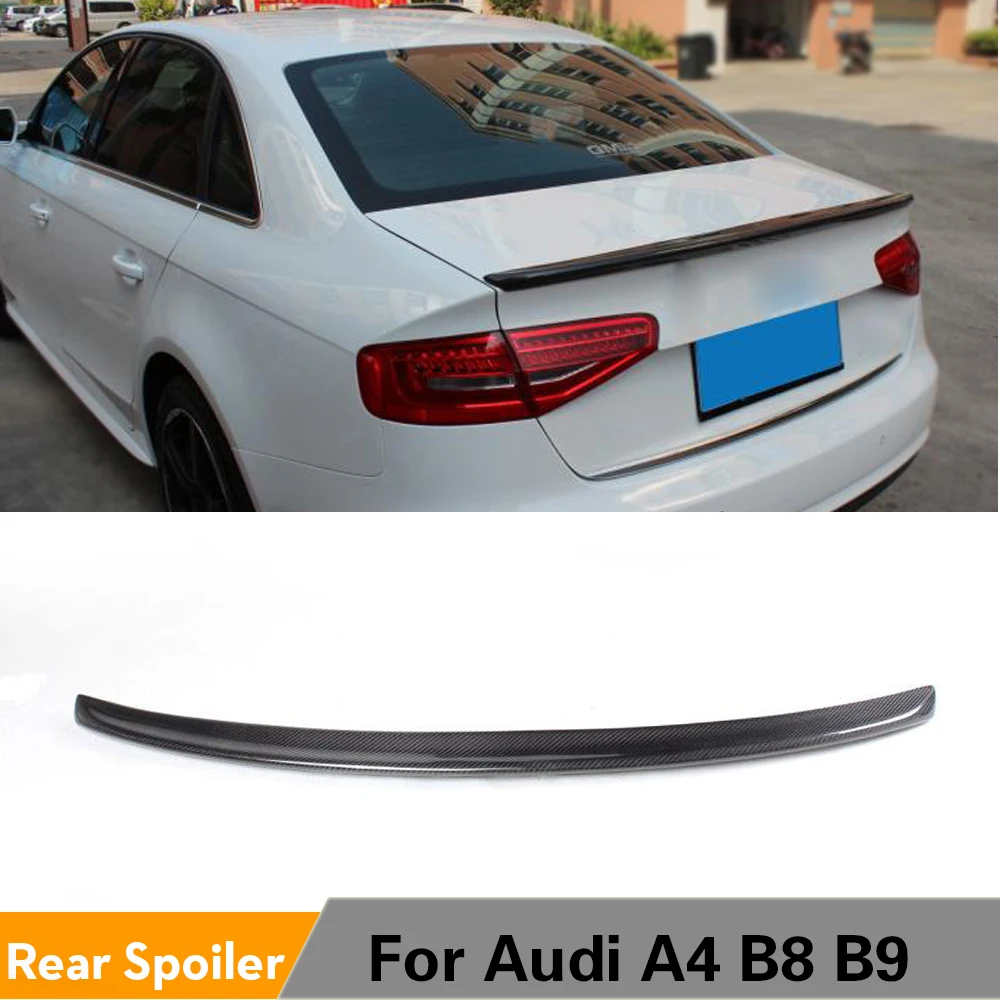 Углеродное волокно авто задний багажник загрузки спойлер Наклейка Крыло для Audi A4