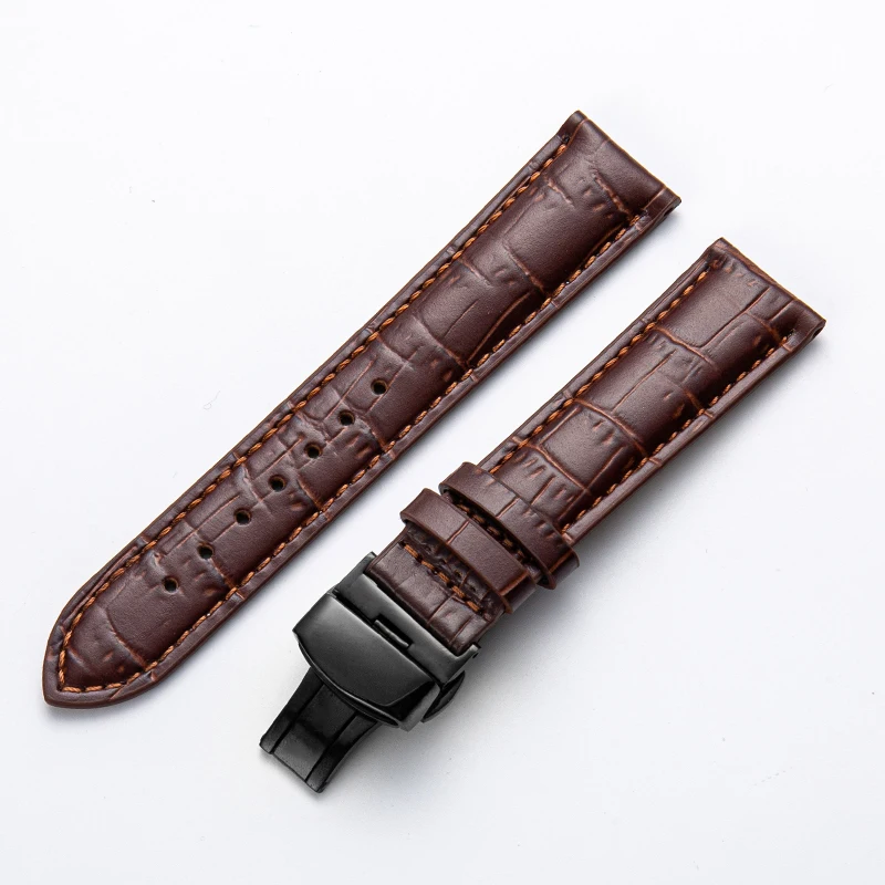 see chart Correa de cuero curvo геча a mano, 14, 16, 18, 19, 20, 21 мм para Tisssot correa de reloj correa de acero hebilla pulsera de muñeca - Цвет ремешка: see chart