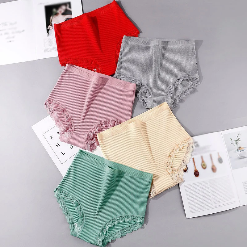 

Lace Underwear Lingerie Solid Color Underpants Girls Cute Briefs Clean Cotton Soft Cozy Comfortable Underwear For Ladies