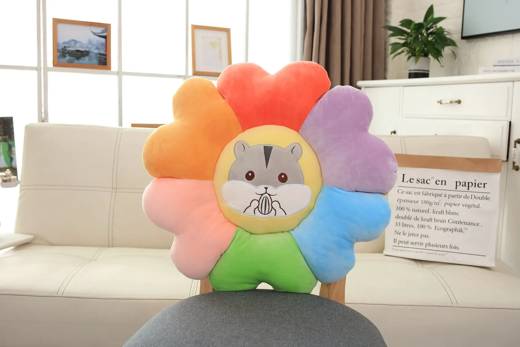 sunflower 1 шт. искусственный цветок Радуга Подсолнух Плюшевые игрушки Новая плюшевая подушка для дивана Подсолнух Автомобильная подушка Рождество милые подарки 50 см - Color: sunflower