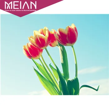 

2020 Meian flower Full Drill 5D Diamond Painting Embroidery Cross Stitch Tulip flowers cross stitch mosaic embroidery handmade