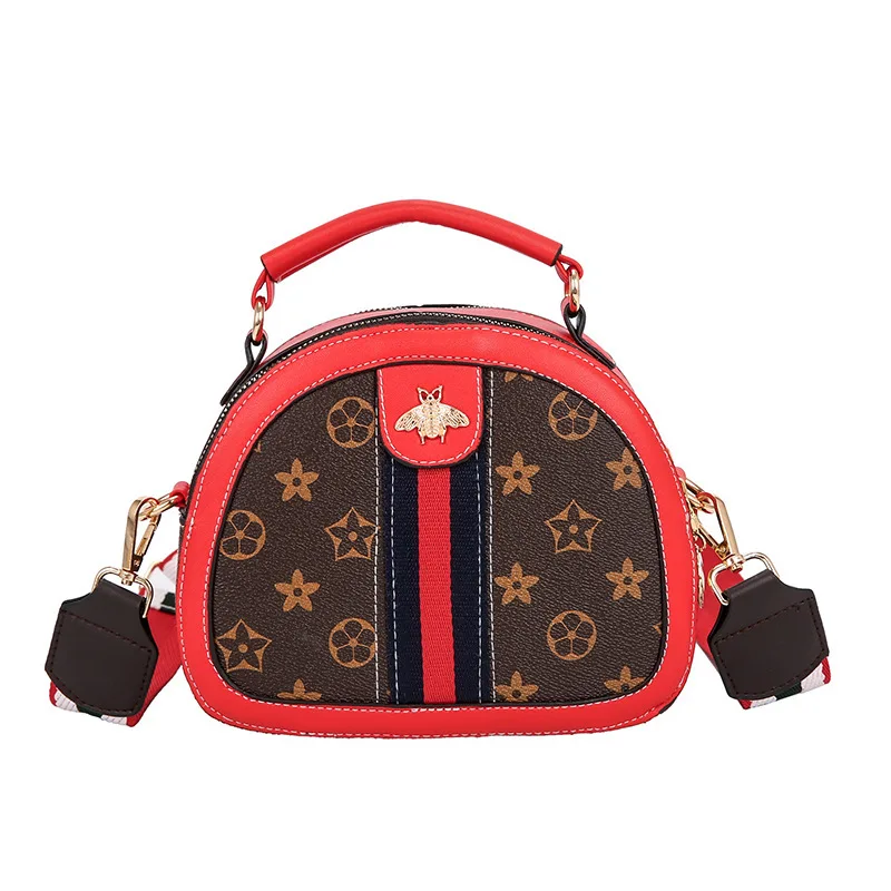 

New Style Color Wide-Strap Fashion Bees Small WOMEN'S Bag Trend Line Printed WOMEN'S Shoulder Bag Handbag Bag