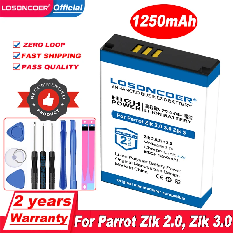 Фото Losoncoer 1250 мА-ч для Parrot Zik 2 0 Zik2.0 3 Zik3.0 Беспроводной гарнитура Батарея MCELE00254 MH46671 L15 |