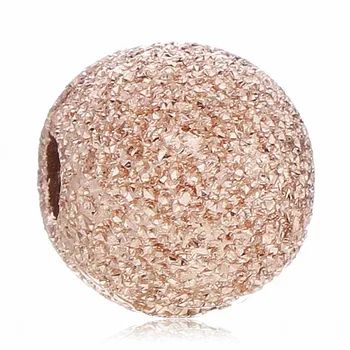 

New 925 Sterling Silver Bead Charm Rose Matte Brilliance Clip Lock Stopper Beads Fit Pandora Bracelet Bangle Diy Jewelry
