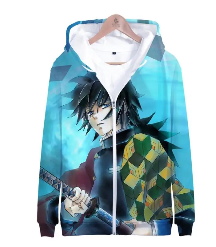 24 Jackets Demon Slayer: Kimetsu no Yaiba hoodie Cardigan Sweatshirts 3D Print Men's Zipper coat Anime Harajuku Baseball uniform - Цвет: 24