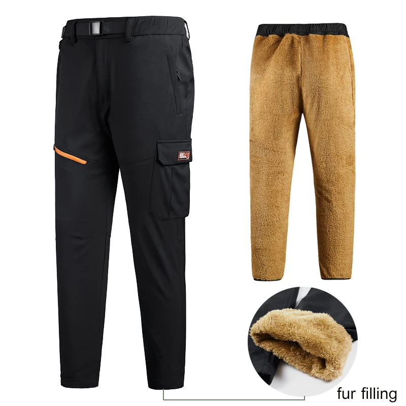 

Waterproof Pants Men Fleece Filling Winter Autumn Thick Warm Pants Multi Pockets Thermal Long Trousers Plus Size 6XL 7XL 8XL