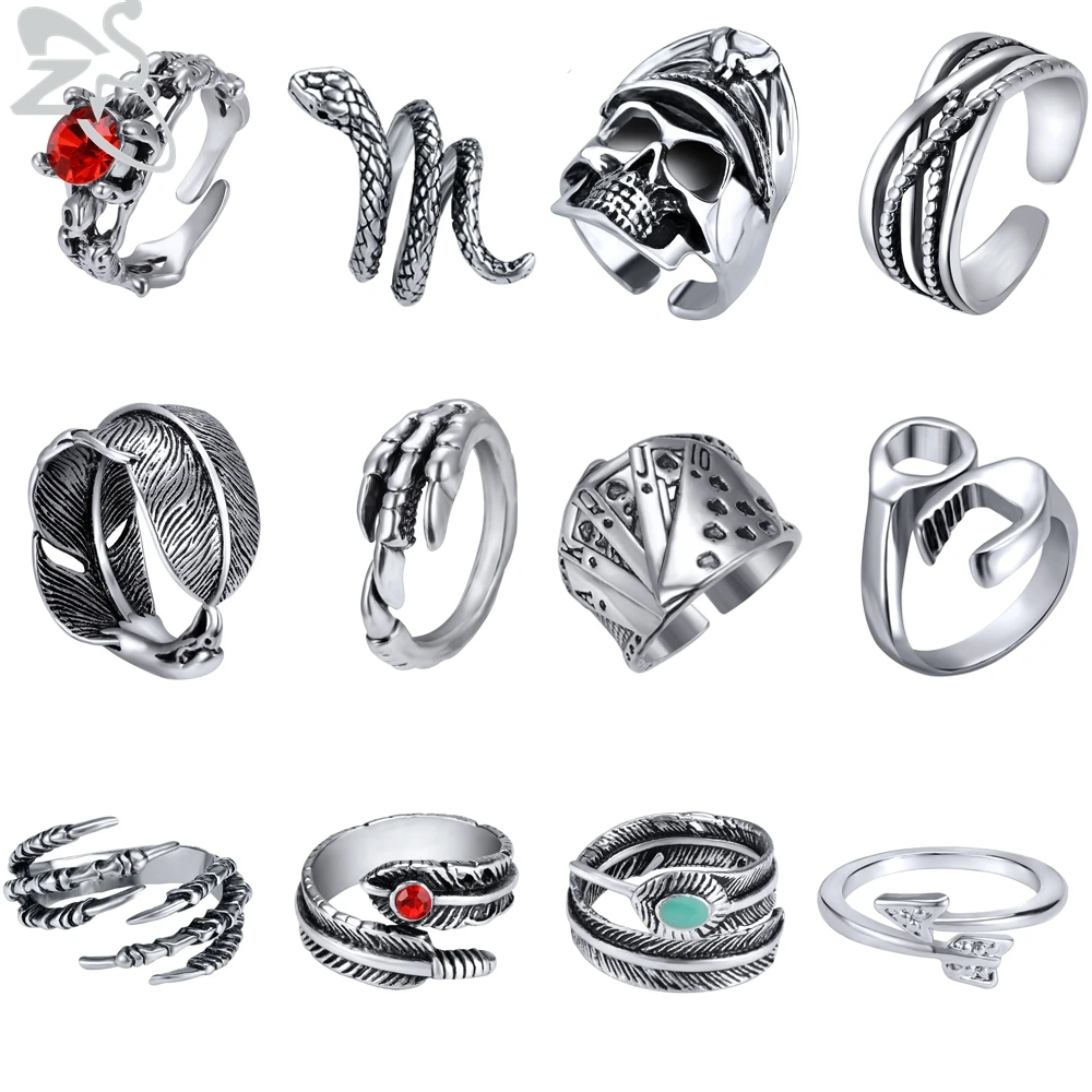 Мужское кольцо с черепом ZS готическое в стиле панк рок гаечный ключ украшение для