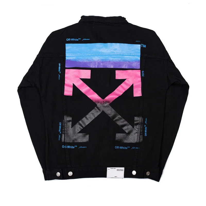Ow популярный бренд off White2019 летний градиентный цвет классический наконечник стрелы Печатный Тонкий тип для весны и осени ковбойская куртка