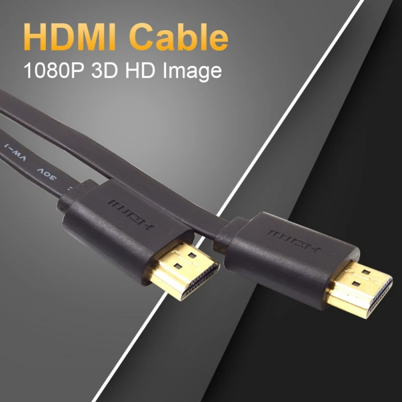 1.5 m Cable For HDMI Flat Braided Shielding Gold Plated Plug Cord For X-Box DVD Player HDTV Projector