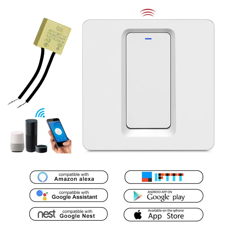 Умный светильник ель с Wi Fi 1 клавиша не требует нейтрального провода работает