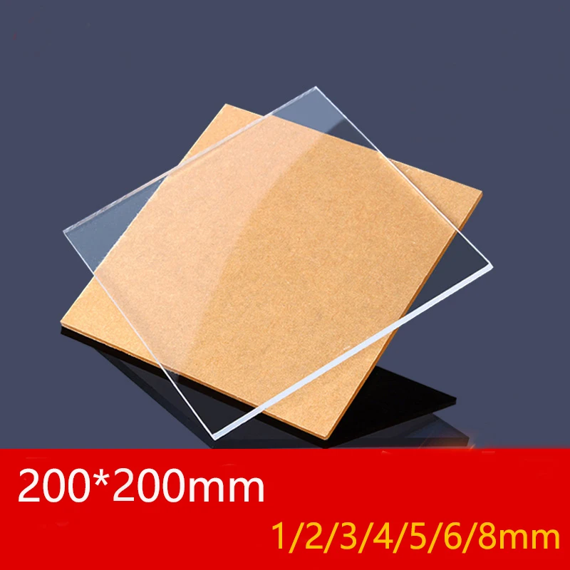 Transparent Clear plastic Sheet acrylic board organic glass polymethyl methacrylate 1mm 3mm 8mm thickness 200*200mm