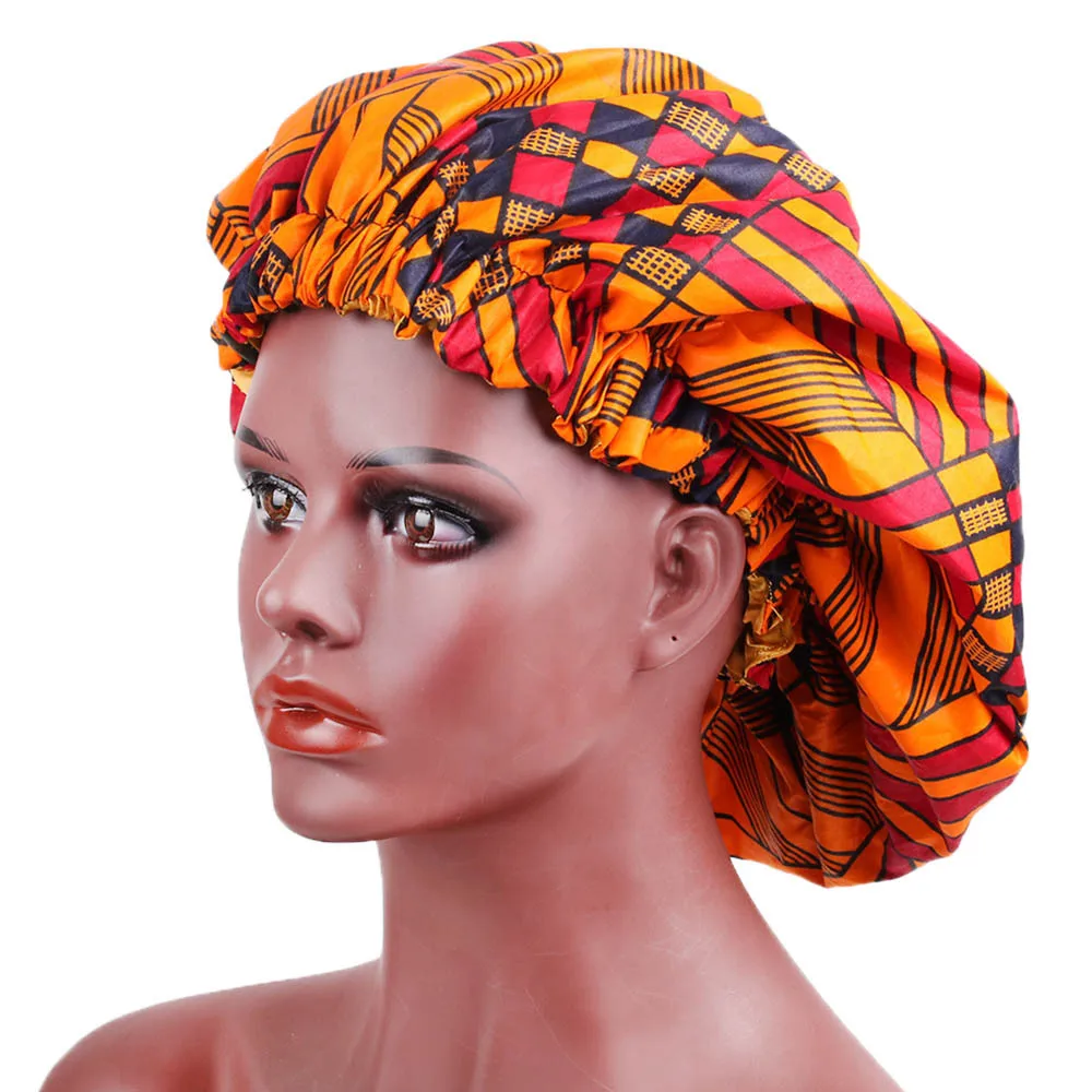 

Hat batik fabric nightcap double adjustable elastic elastic scarf hat ladies Bonnet