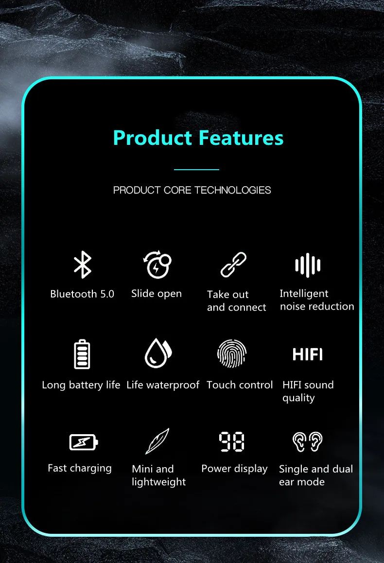 هندزفری یوفو ضد آب فول رنج Wireless HIFI LED Touch Earbuds 22