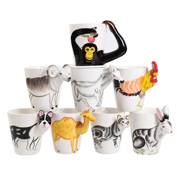 

400 ml kawaii Funny Ceramic Mug Coffee Cup 3D Animals Mug Rabbit Dog Cat Elephant Shape Milk Cups For Kids Gift Cute Cup Mug
